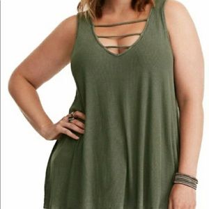 Torrid Plus Size Super soft olive green tank top